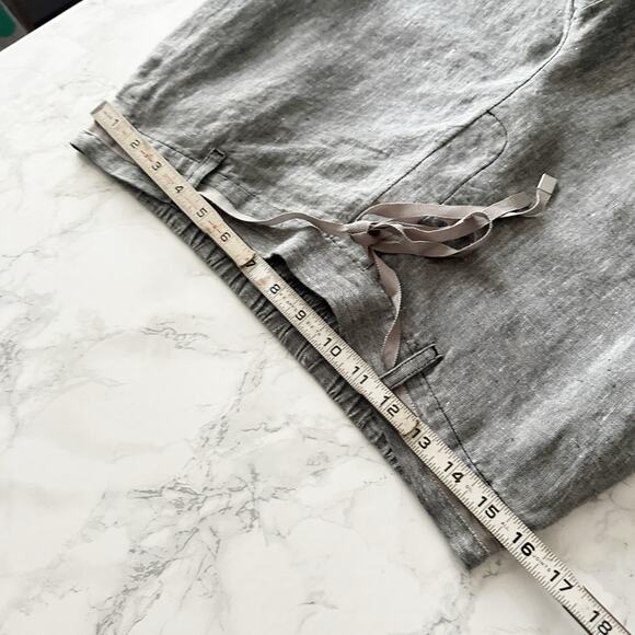 Chico’s Size 1.5 Gray Linen Crop Wide Leg Satin Drawstring Pants women’s size 10 - Picture 9 of 11